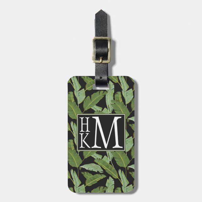 Palm Leaves | Monogram Luggage Tag (Front Vertical)