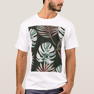 Palm leaves, monstera: tropical watercolor. T-Shirt