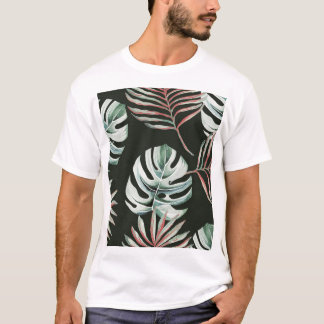 Palm leaves, monstera: tropical watercolor. T-Shirt
