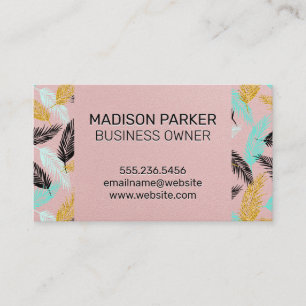 Palm Leaves Natural Pink Texture Business Card