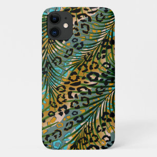 Palm leaves on a leopard background.  Case-Mate iPhone case