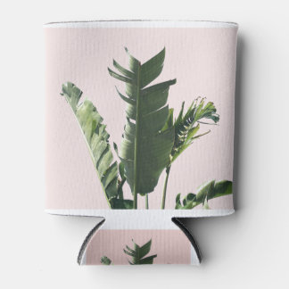 palm leaves on pink can cooler