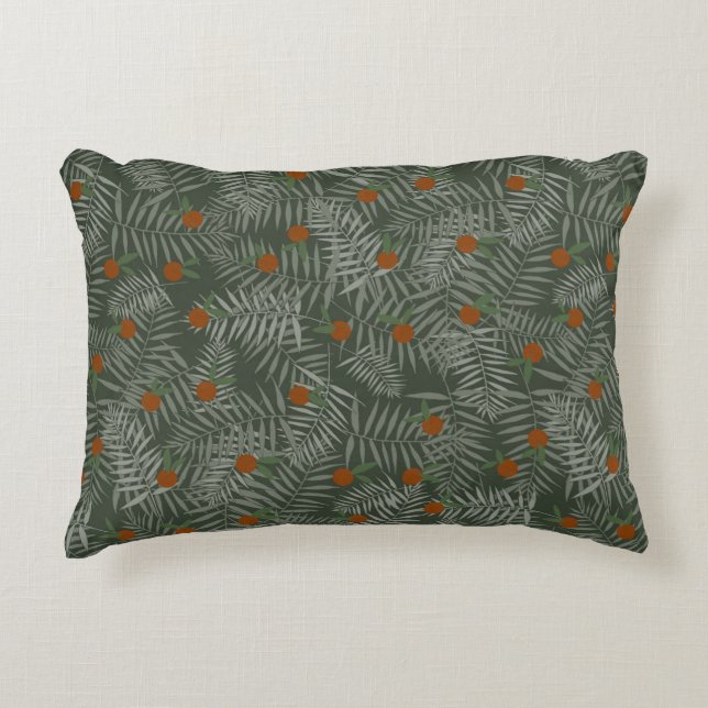 Palm Leaves & Oranges Decorative Cushion (Front)
