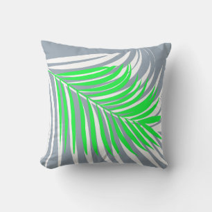 Palm Leaves Pattern Dusty Blue Green Tropical Gift Cushion