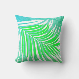 Palm Leaves Pattern Green Teal Blue Tropical Gift Cushion