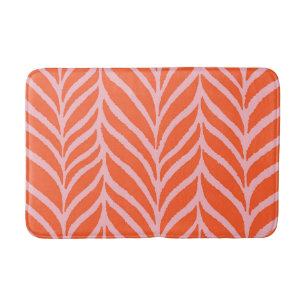Palm Leaves Pattern Orange & Pink Bath Mat
