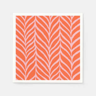 Palm Leaves Pattern Orange & Pink Napkin