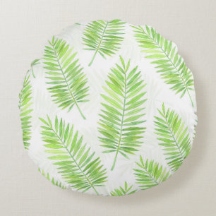 Palm leaves pattern round cushion