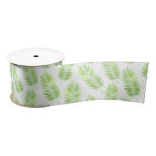 Palm leaves pattern satin ribbon