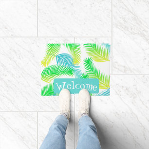 Palm Leaves Pattern Welcome Doormat Tropical Home