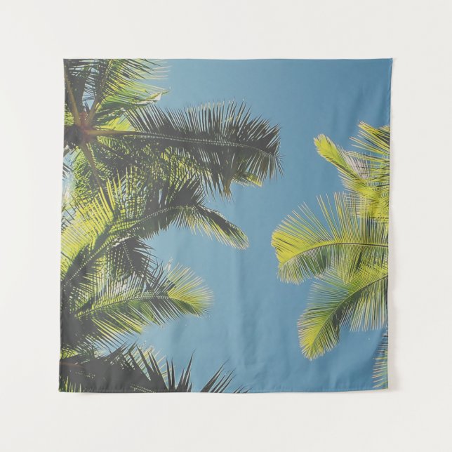 Palm Leaves Photo Tropical Summer Sky Retro Vibe Tapestry (Front)