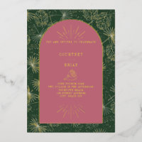 Palm Leaves Pink + Green Beach Wedding