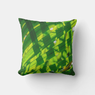 Palm Leaves Plaid Hawaiian Tropical Outdoor Cushion