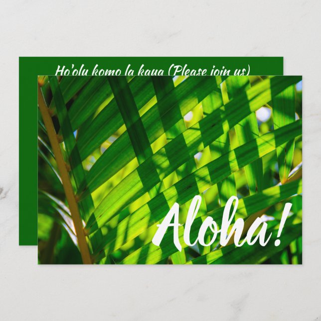 Palm Leaves Plaid, Kapaa, Kauai, Hawaii Invitation (Front/Back)