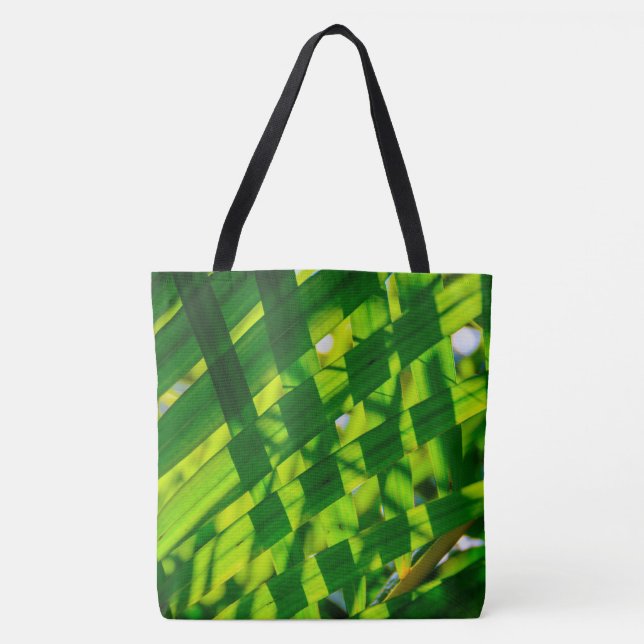 Palm Leaves Plaid, Kauai, Hawaiian Beach Bag (Front)