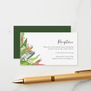 Palm Leaves Plumeria Tropical Elegant Enclosure Card