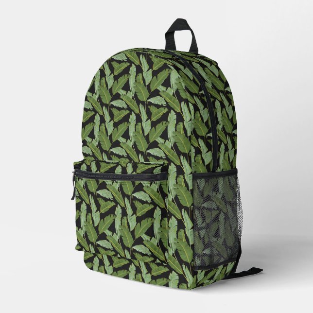 Palm Leaves Printed Backpack (Back Corner Right)