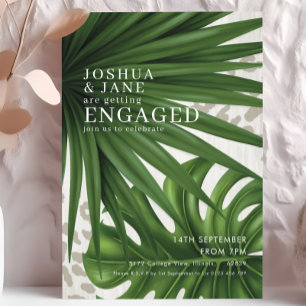 Palm Leaves Safari Leopard Print Engagement  Invitation