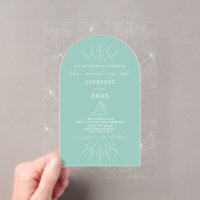 Palm Leaves Seashell Aqua Tropical Wedding