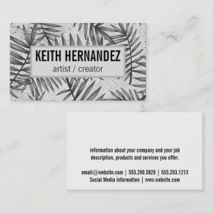 Palm Leaves   Speckled Background Business Card