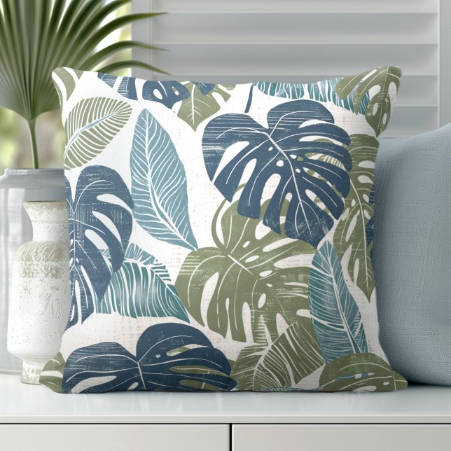 Palm Leaves Throw Pillow (Discover Gorgeous Coastal Throw Pillows by Totally Coast.)