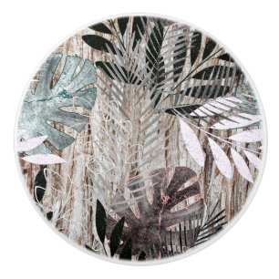 Palm leaves, tree, tropical, Botanical Ceramic Knob