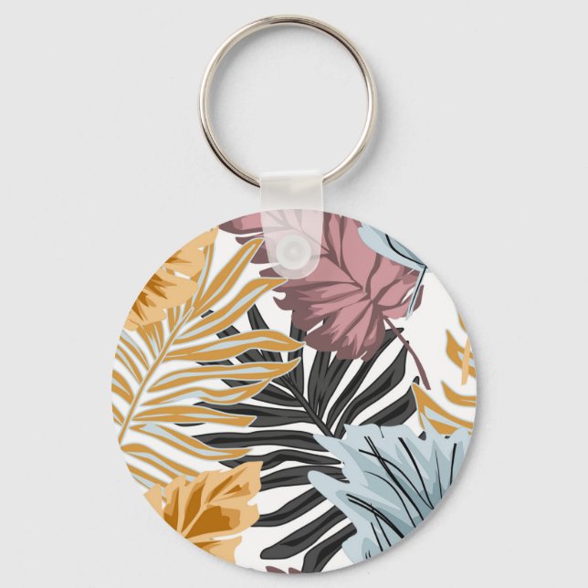 Palm leaves, tropical, Botanical, jungle, forest, Key Ring (Front)