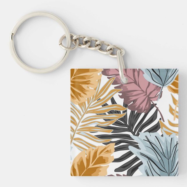 Palm leaves, tropical, Botanical, jungle, forest, Key Ring (Front)
