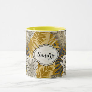 Palm leaves, tropical, Botanical, jungle, forest, Mug