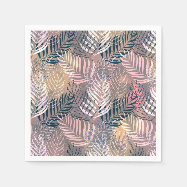 Palm leaves, tropical, Botanical, leaves, jungle Napkin (Front)
