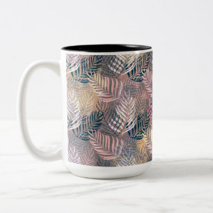 Palm leaves, tropical, Botanical, leaves, jungle, Two-Tone Coffee Mug