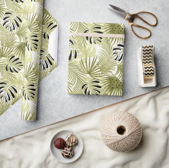 Palm leaves, tropical, Botanical, leaves, jungle Wrapping Paper (Crafts)