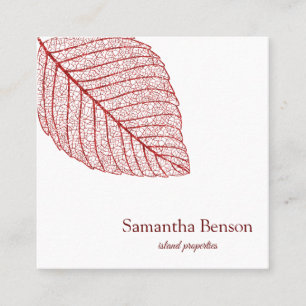 Palm Leaves Tropical Island Green & White Square Business Card