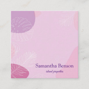 Palm Leaves Tropical Island Green & White Square S Business Card