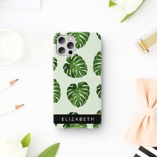 Palm Leaves, Tropical Pattern, Your Name iPhone 12 Pro Case