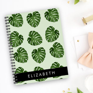 Palm Leaves, Tropical Pattern, Your Name Notebook