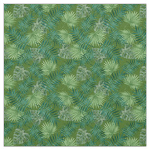 Palm Leaves Tropical Print Green Fabric