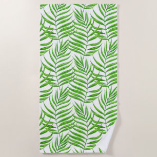 Palm leaves watercolor beach towel