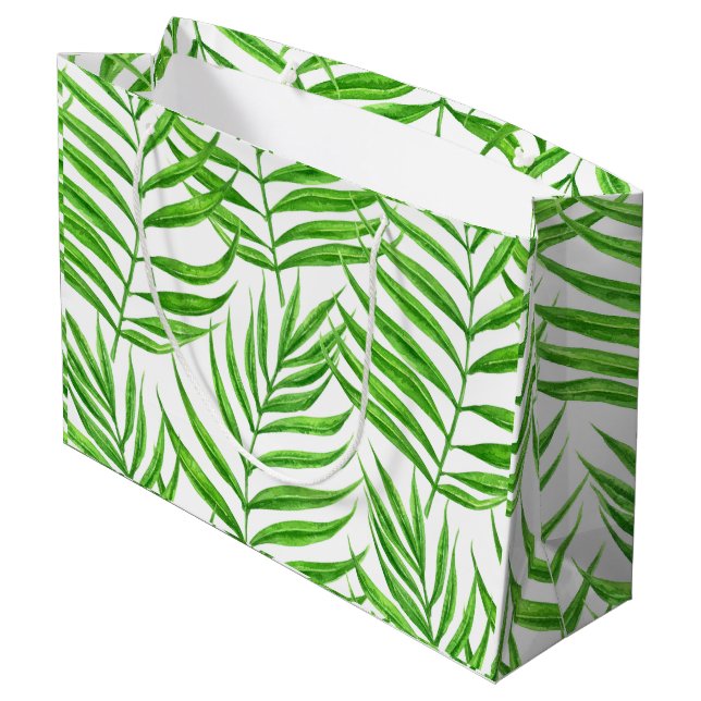 Palm leaves watercolor large gift bag (Back Angled)