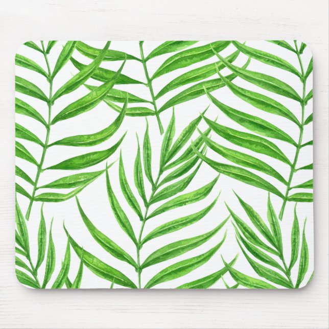 Palm leaves watercolor mouse pad (Front)