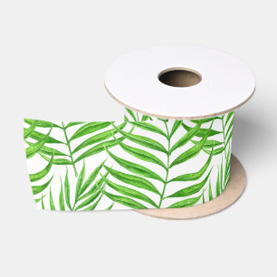 Palm leaves watercolor satin ribbon