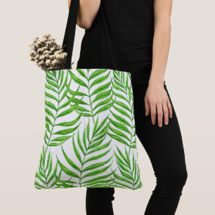 Palm leaves watercolor tote bag