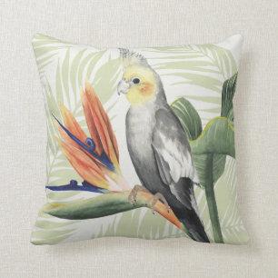 Palm Leaves With Black Bird Cushion