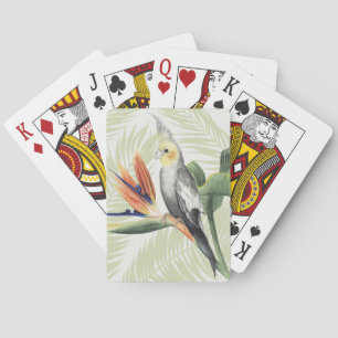 Palm Leaves With Black Bird Playing Cards