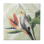 Palm Leaves With Black Bird Tile<br><div class="desc">Palm Leaves With Black Bird  Artist: Grace Popp | Image ID: 157016GG</div>