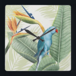 Palm Leaves With Blue Bird Square Wall Clock<br><div class="desc">Palm Leaves With Blue Bird Artist: Grace Popp</div>