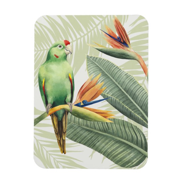 Palm Leaves With Green Bird Magnet (Vertical)