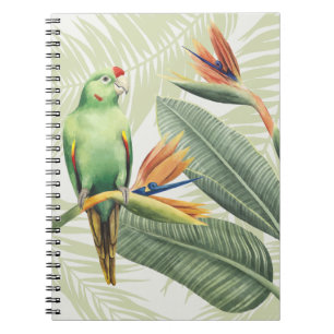 Palm Leaves With Green Bird Spiral Notebook