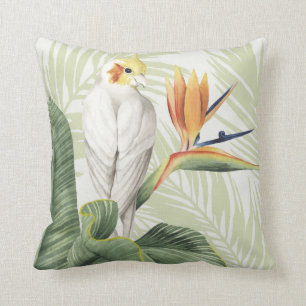 Palm Leaves With White Bird Cushion