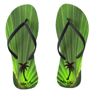 Palm Life   Green Palm Frond Palm Tree Unisex Jandals